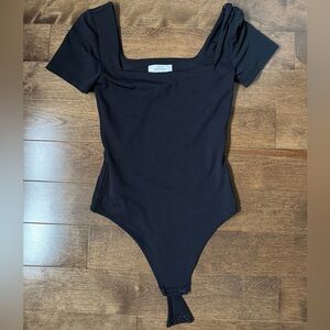 Black Square Neck Bodysuit